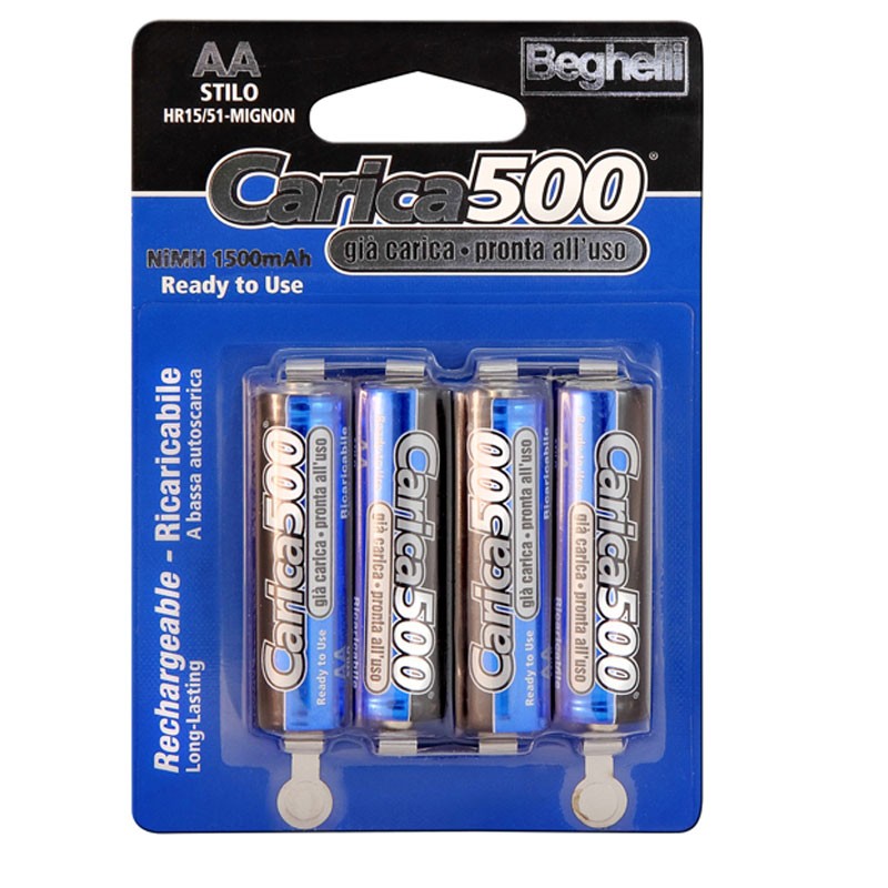 BEGHELLI BATTERIE RICARICABILI STILO AA 1500MHA